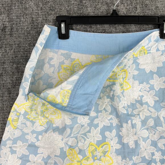 Duck Head Skirt Womens 12 Blue Floral Linen A-Line Cottagecore Farm Boho Peasant - Picture 4 of 9